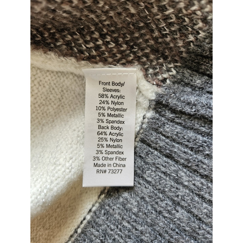 NWT EVRI Gray Pink Ivory Plaid Pattern Crew Neck Long Slv. Pullover Sweater, +4X - Picture 5 of 6